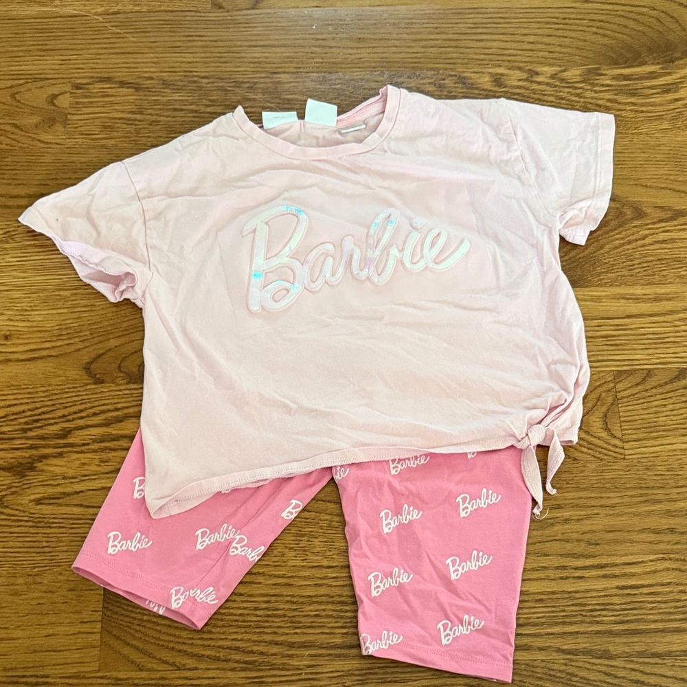 Zara Pink Barbie Logo Short Sleeve Pajama Set